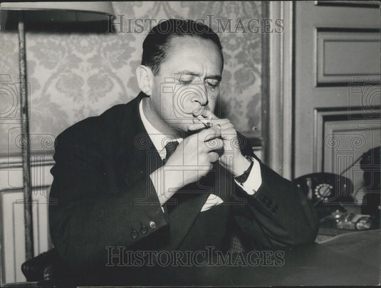 Press Photo New Council President Bourges-Maunoury Prepares Duties at Desk - Historic Images