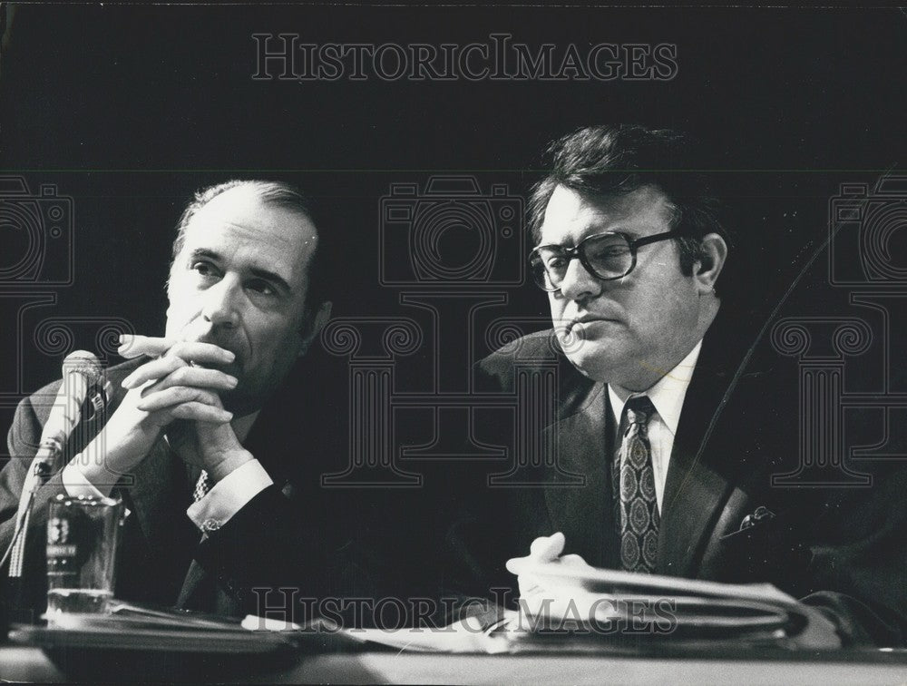 1972 Press Photo Francois Mitterand and Pierre Mauroy at Socialist Party Meeting - Historic Images