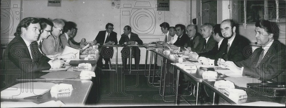 1971 Press Photo Pierre Mauroy &amp; Francois Mitterrand Head Table Socialist Party-Historic Images