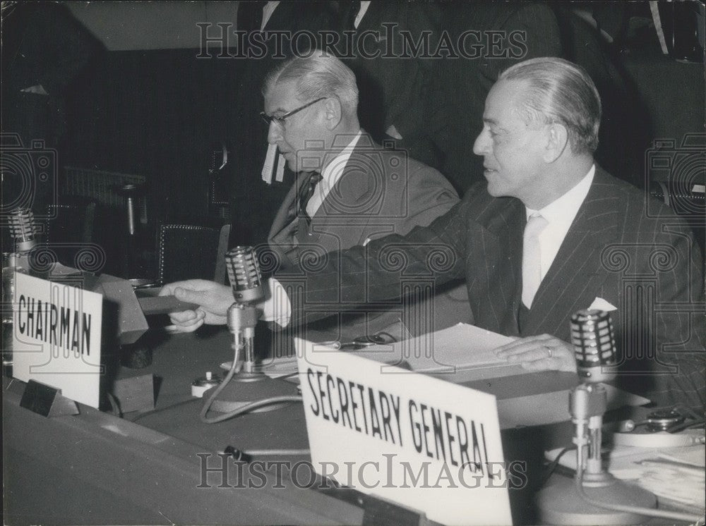 1956 Press Photo Gaetano Martino at Atlantic Council Meeting at Chaillot Palace-Historic Images