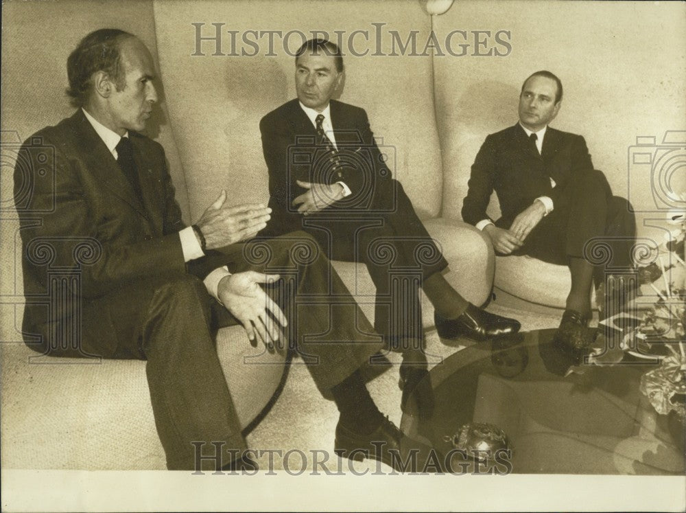 1974, Leo Tindemans, Jacques Chirac, and Giscard d'Estaing at Elysee - Historic Images