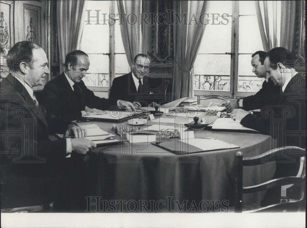 1975 Press Photo Marceau Long, Giscard d'Estaing, R. Schmelck, Fouquet, Lecanuet-Historic Images