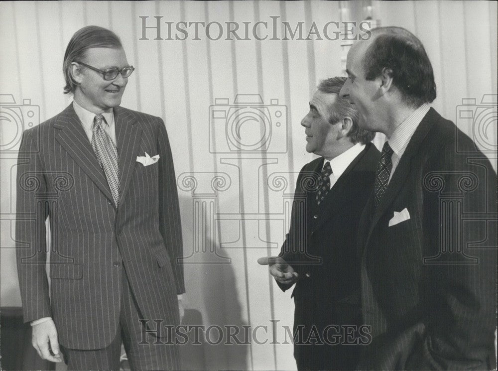 1975 Press Photo Thomas Enders, U. Lantzke, Etienne Davignon Int. Energy Agency-Historic Images