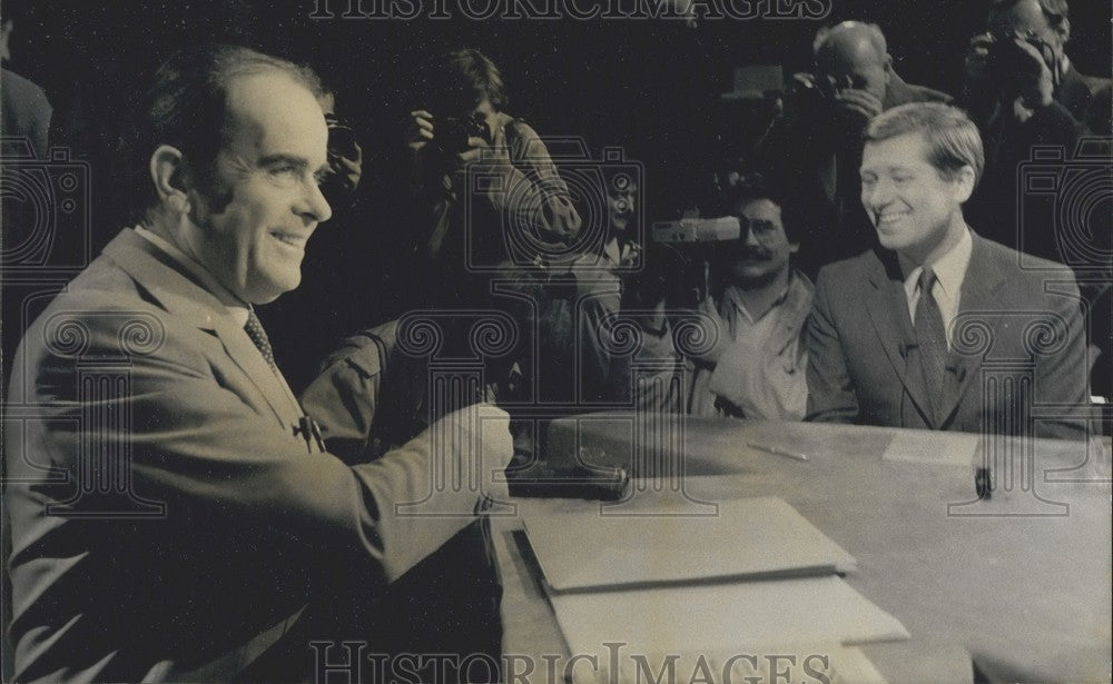 1981, Georges Marchais Facing Alain Duhamel &quot;Cards on the Table&quot; TV - Historic Images