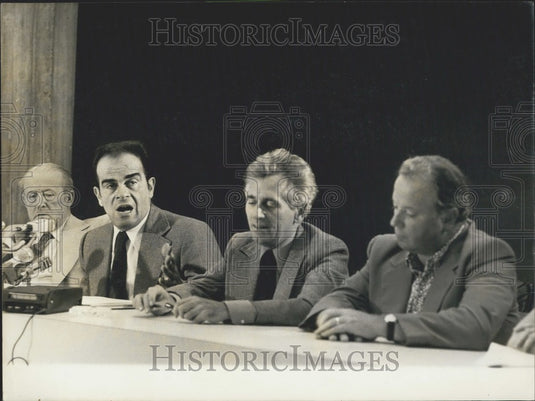 1974 Press Photo Georges Marchais with Roland Leroy and Georges Seguy-Historic Images