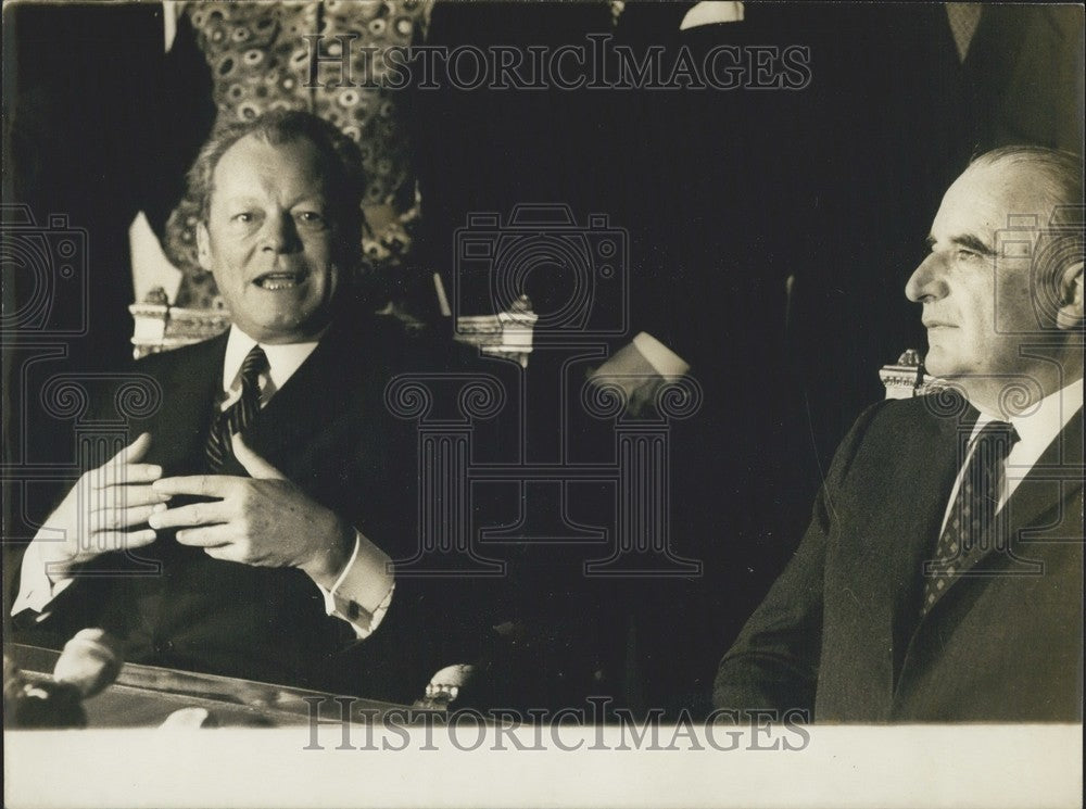 1972 Chancellor Willy Brandt &amp; President Pompidou Elysee Palace - Historic Images