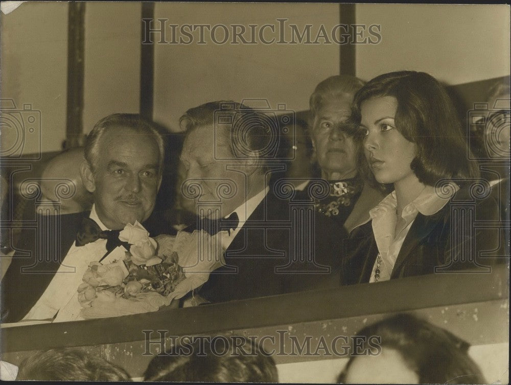 1973 Press Photo Bouglione: Prince Rainier, Maurice Druon, and Princess Caroline-Historic Images