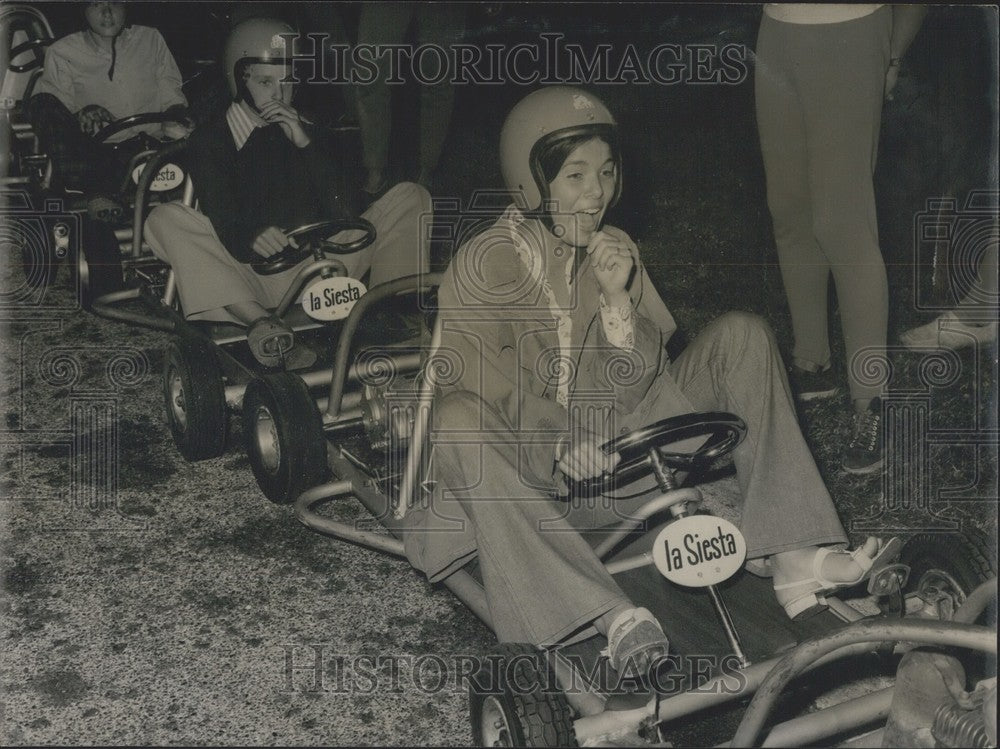 1971 Press Photo Monaco's Princess Caroline & Brother Albert Driving Go-Karts - Historic Images