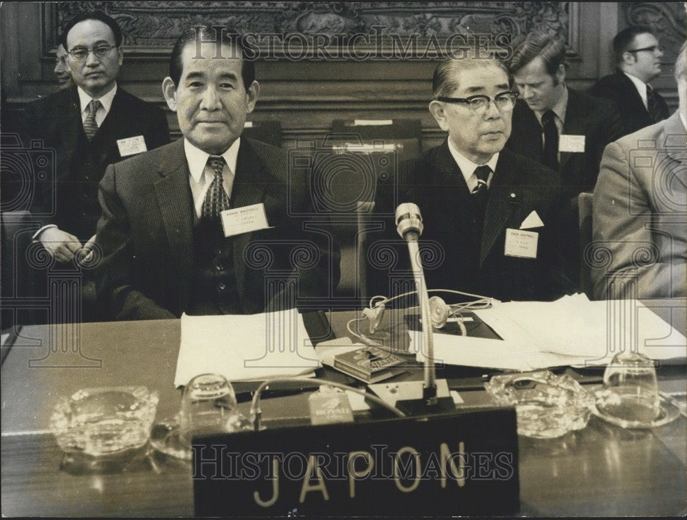 1973, Japan's Aichi and Sasaki at International Monetary Conference - Historic Images