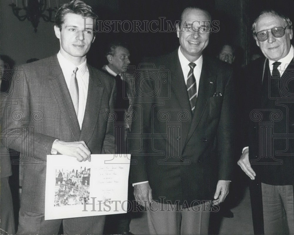 1984, Gerard Philippe Award Winner Lambert Wilson with Jacques Chirac - Historic Images