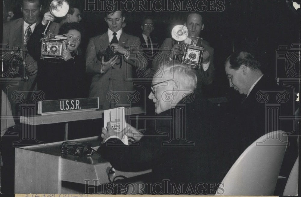 1953 Press Photo Vychinsky and Zarubin in New York for United Nations Meeting-Historic Images