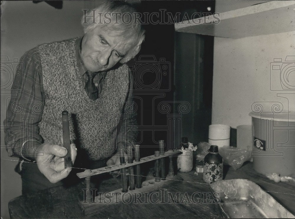 Press Photo Jacques Menard Prepares Antiseptics from Plants-Historic Images