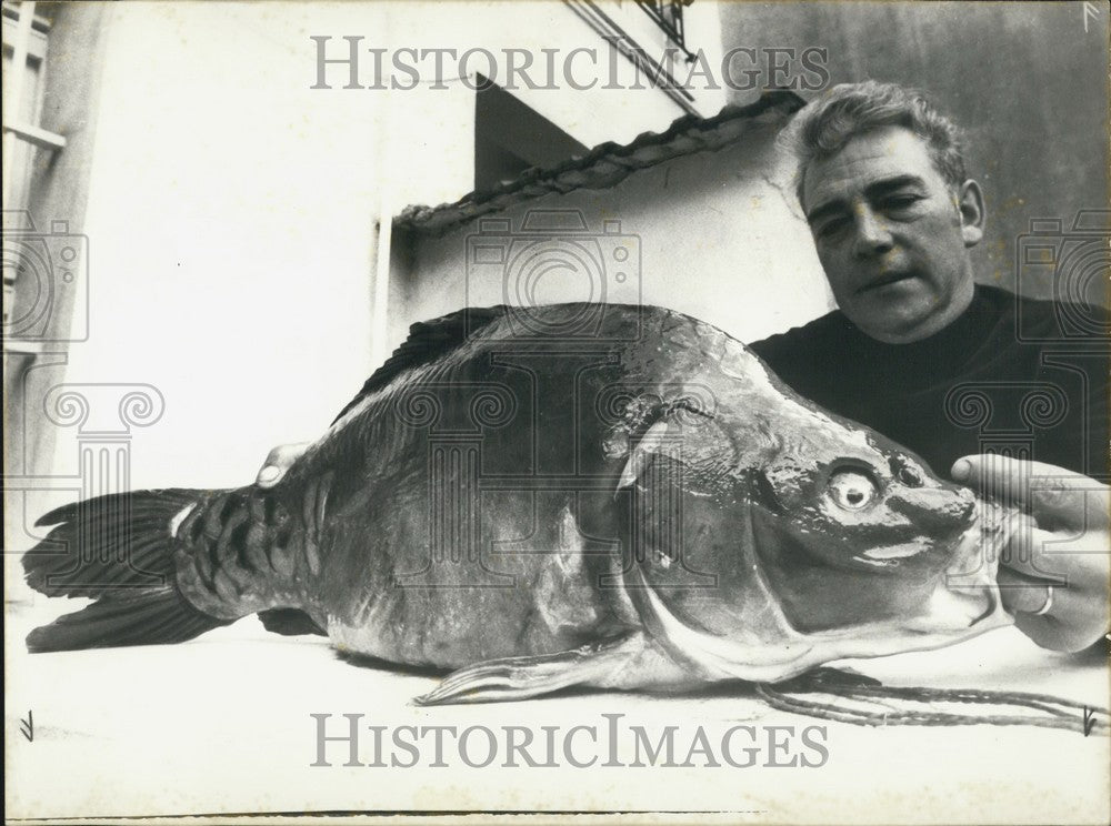 1974, Mr. Lamare Caught 22 Pound Carp Senecourt Pond, Creil - Historic Images