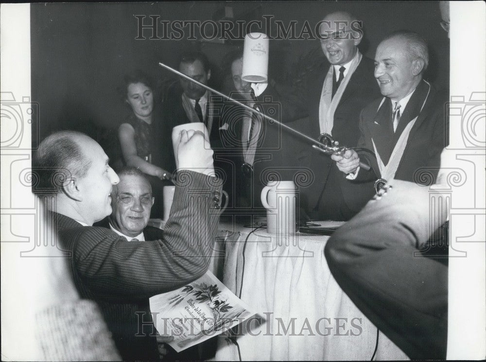 1961 Press Photo Bernard Lafay Golden Mug Order Beer Club Induction, Resort Fair-Historic Images