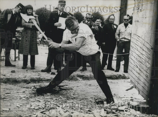 1970 Maurice Poirot During a Lumberjack Competition - Historic Images