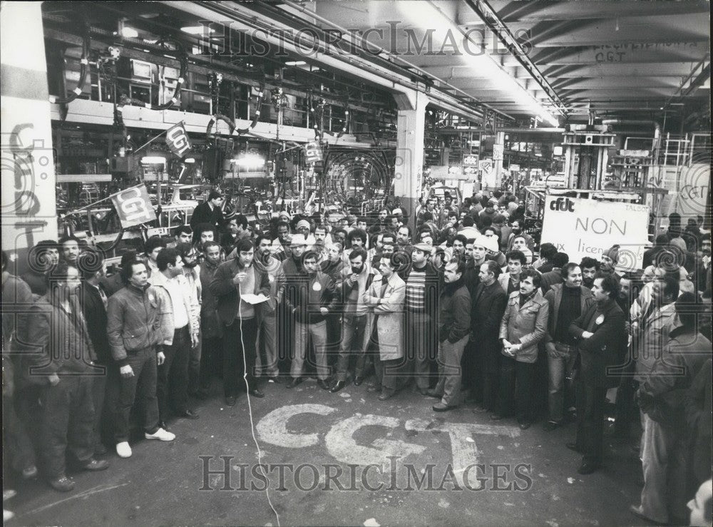 1983 Press Photo Andre Sainson Metallurgy Federation Secretary Talbot Factory - Historic Images