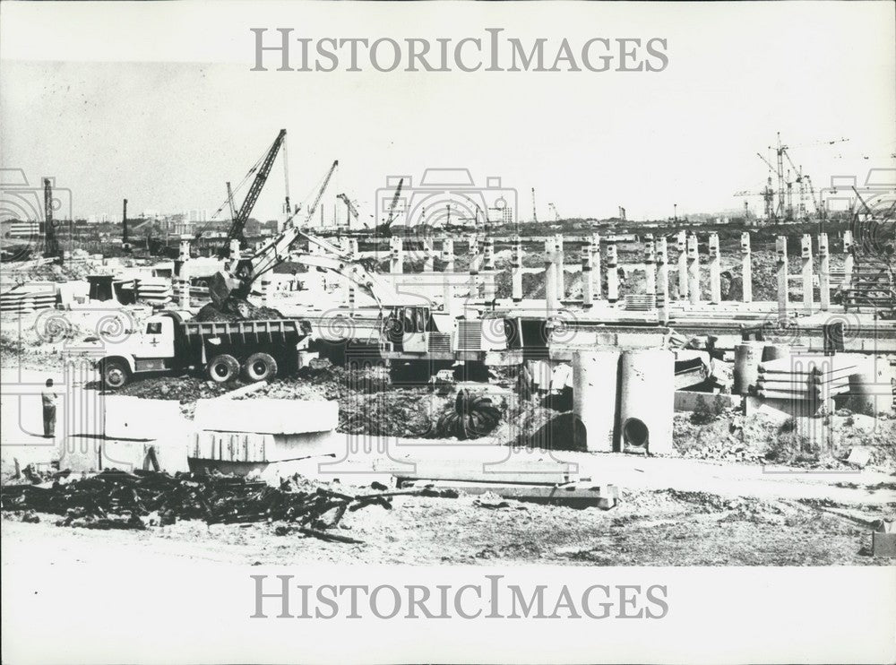 1977 Press Photo Olympic Construction in Moscow for the 1980 Games-Historic Images