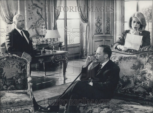 1984 Press Photo Michel Serrault, Jean-Louis Trintignant, & Catherine Deneuve - Historic Images