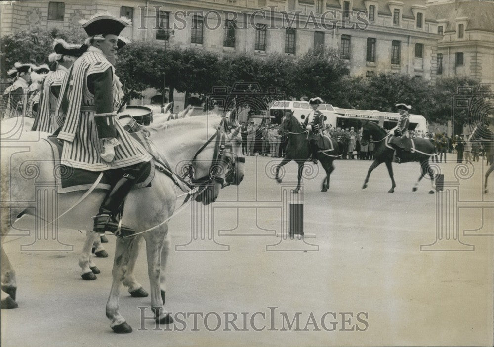 1967, Officers Dressed in 17th Century Costumes Parading on Horseback - Historic Images