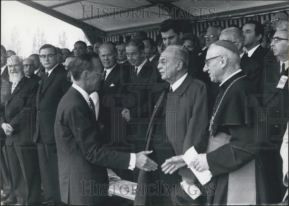 1968, Guests at Dachau Memorial. - Historic Images