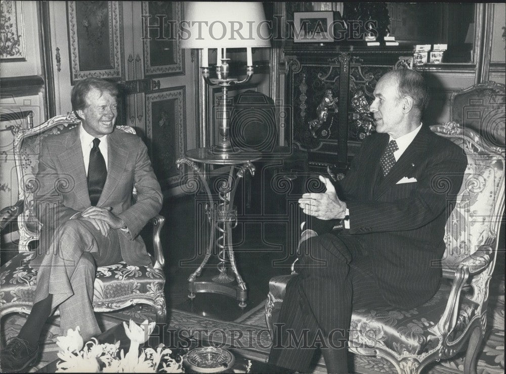 1978 Press Photo Jimmy Carter and Giscard d&#39;Estaing at the Elysee Palace - Historic Images