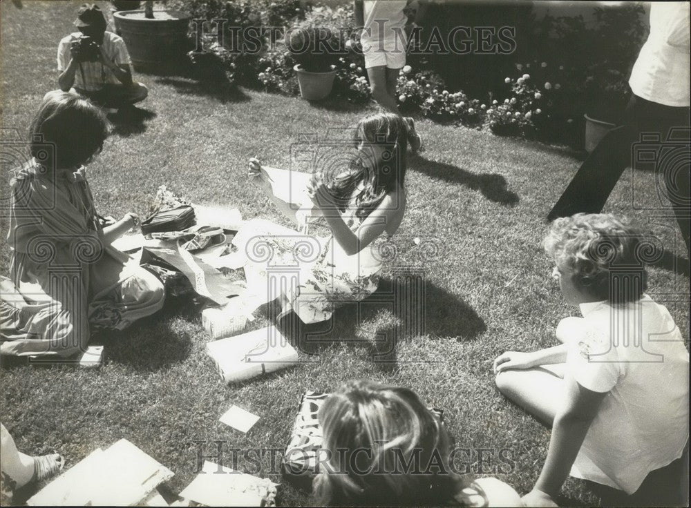 1977 Press Photo Adrianna Discovers Presents 13th Birthday Party-Historic Images