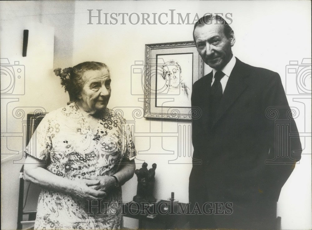1973 Press Photo Israel Prime Minister Golda Meir & UN Secretary Kurt Waldheim-Historic Images