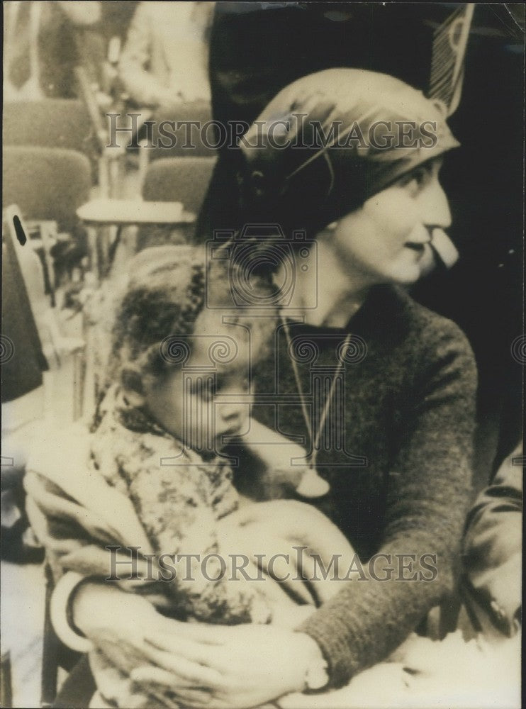 1977, Woman Holding Three-Year-Old Girl Zurich Airport - Historic Images