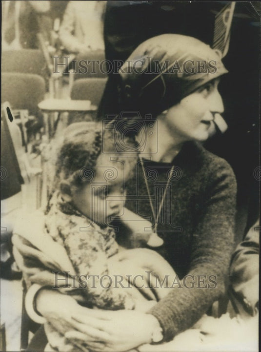 1977, Woman Holding Three-Year-Old Girl Zurich Airport - Historic Images