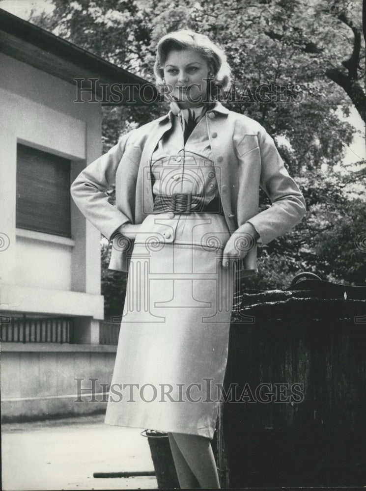 1957 Press Photo A Jean Lefebure Dress with Jacket-Historic Images