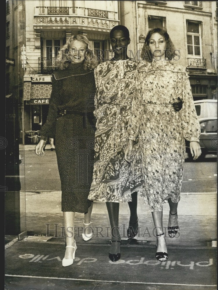 1978, Philippe Deville Fall-Winter Pola Dot &amp; Printed Silk Dresses - Historic Images