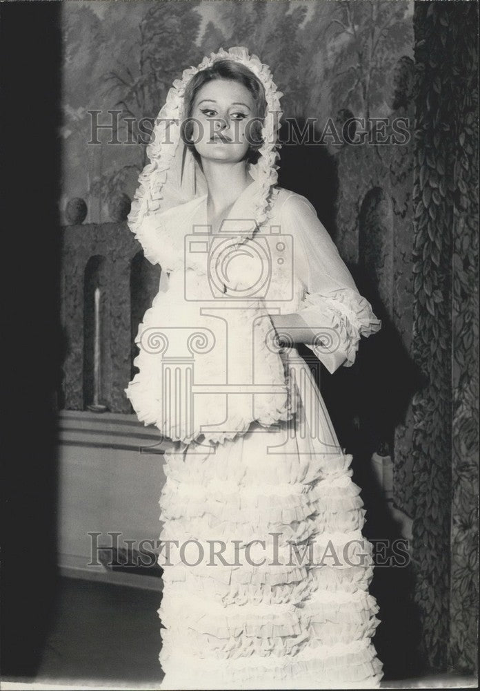 1960 Model Wearing "Fire & Flames" Lace Lingerie Set with Hood - Historic Images