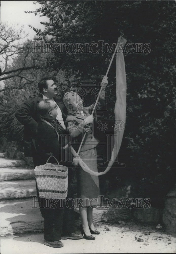 1957, Lucienne Legrand, Mustache, Eugene Porte Using Fruit Cutter - Historic Images