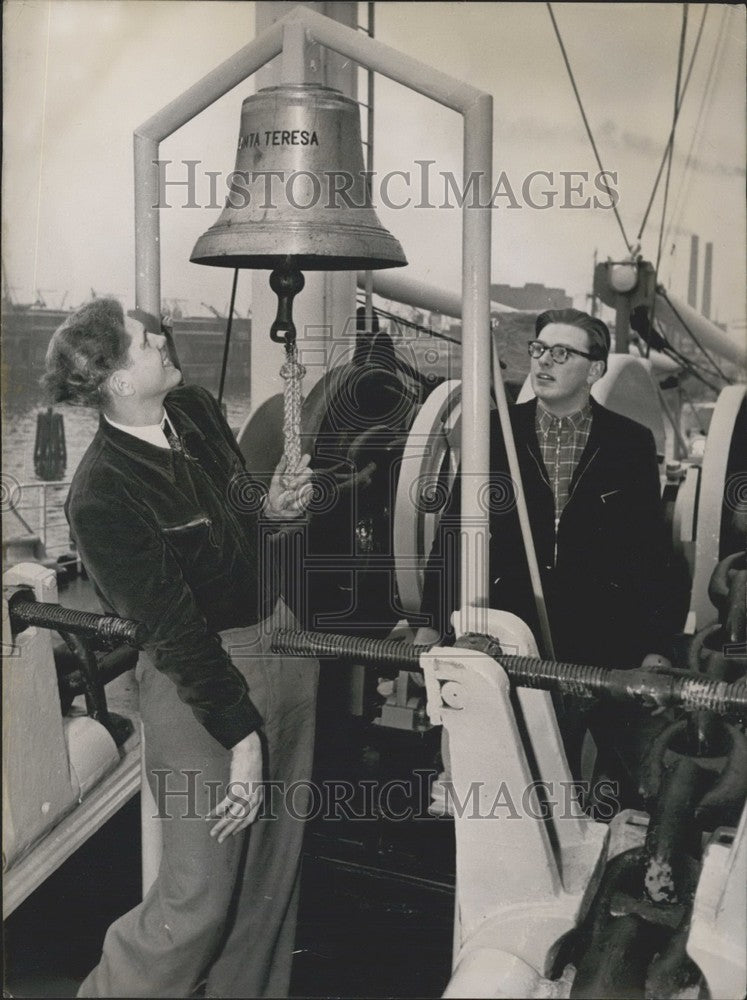 1953, Students aboard German vessel Santa Teresa. - Historic Images