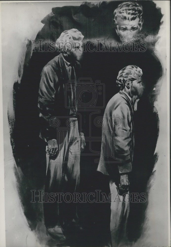 1959 Press Photo Sketch of Arlette Donier's Presumed Assassin - Historic Images