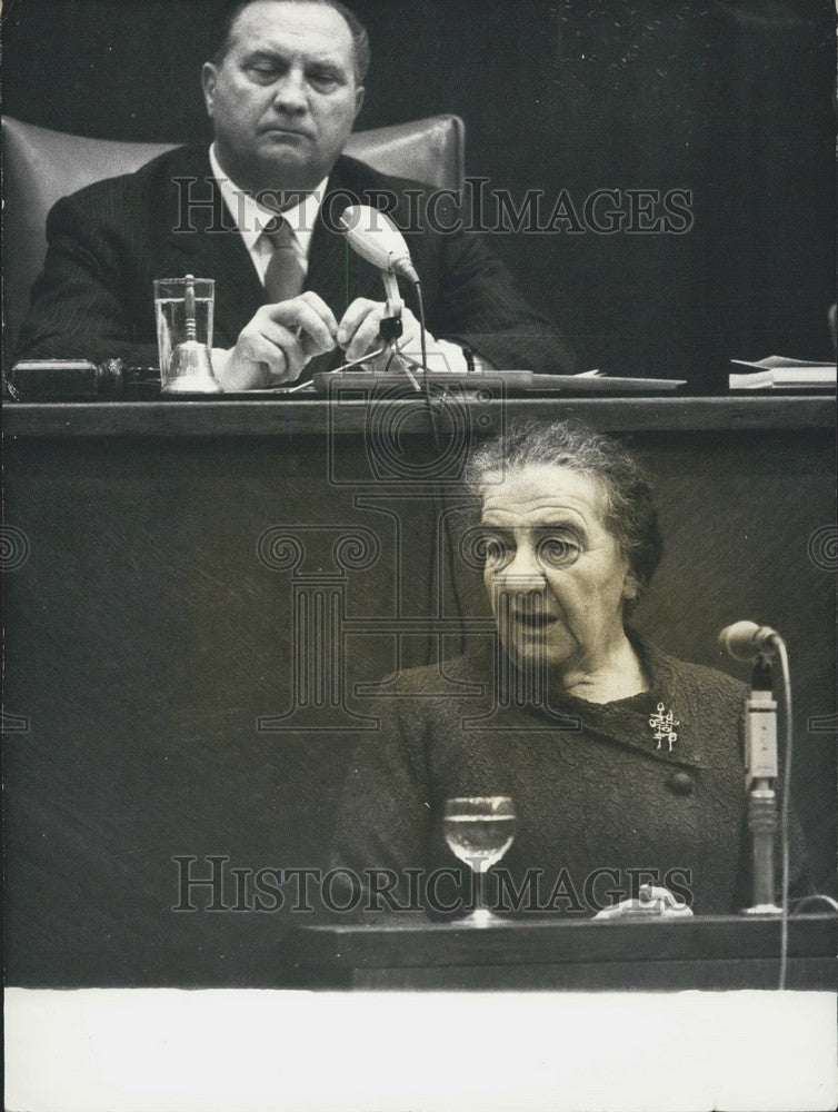 1973 Press Photo Gold Meir Speaks European Council Meeting, Giuseppe Vedovato - Historic Images