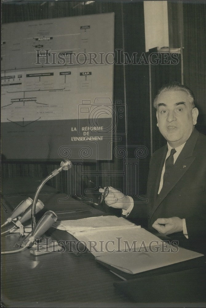 1966 Press Photo Education Minister Christian Fouchet during a Press Conference - Historic Images