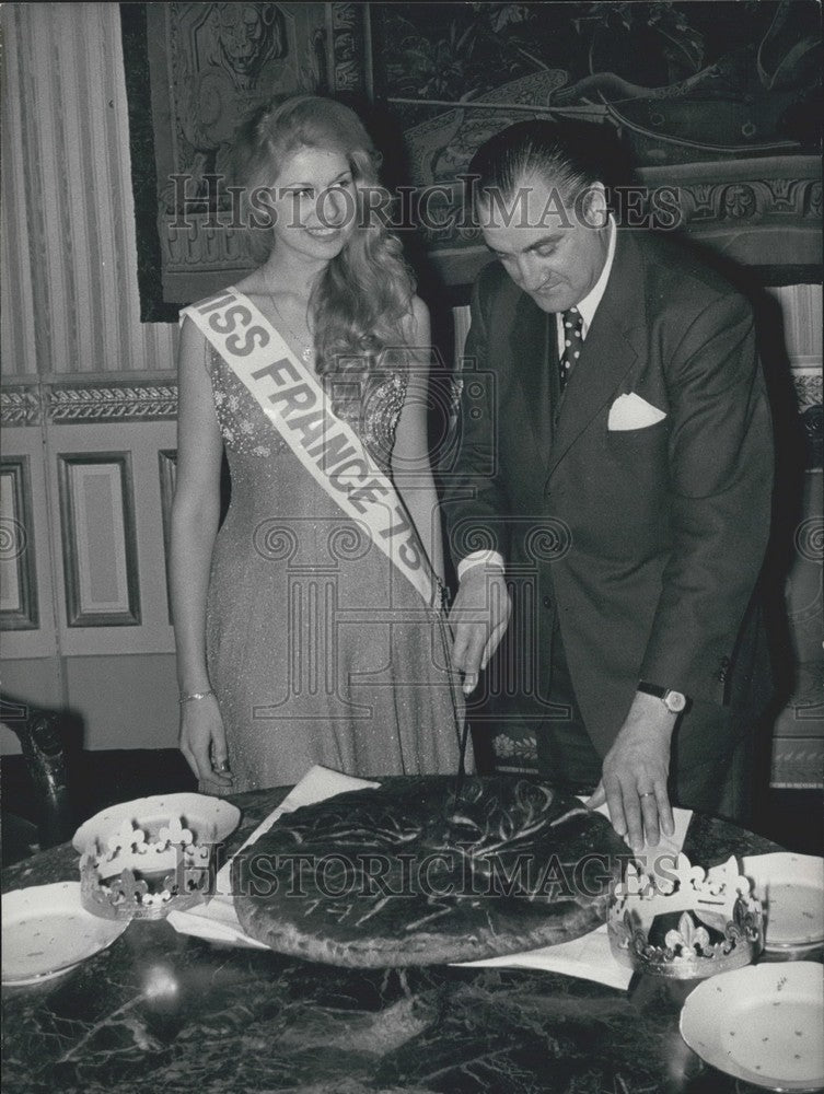 1975 Press Photo Christian Poncelet with Miss France 1975, Sophie Perin-Historic Images