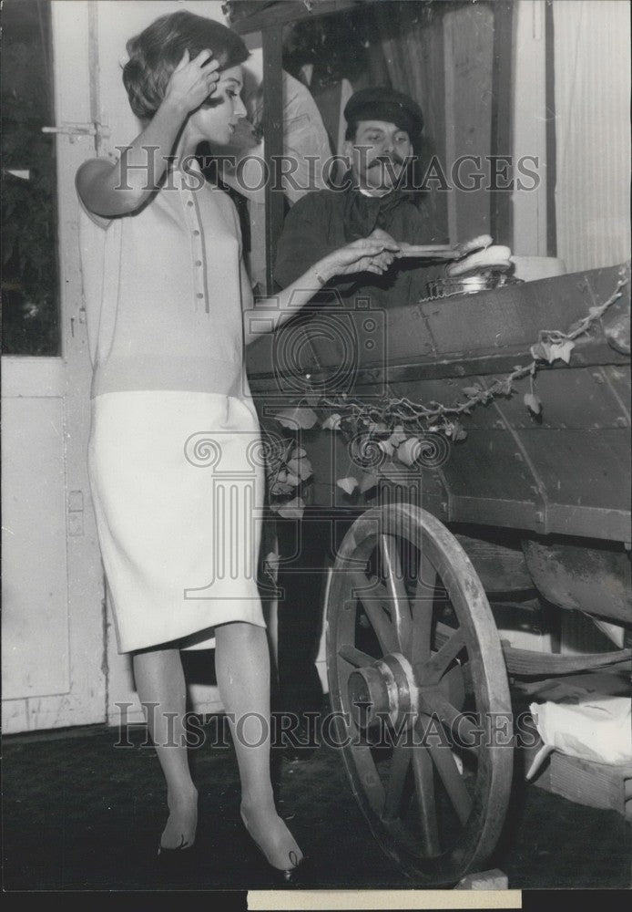 1962 Press Photo Model Wearing Timwear Spring Line Sleeveless Polo & White Skirt - Historic Images