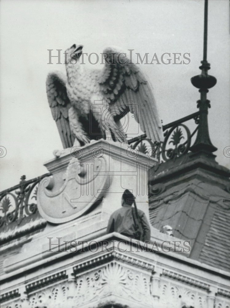 1962 National Policeman On Courthouse Roof During Raoul Salan Trial-Historic Images