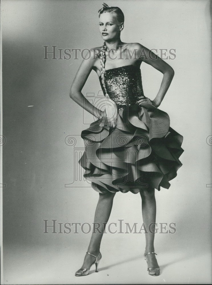 1981 Press Photo Cocktail Dress by Kimijima Designs - Historic Images