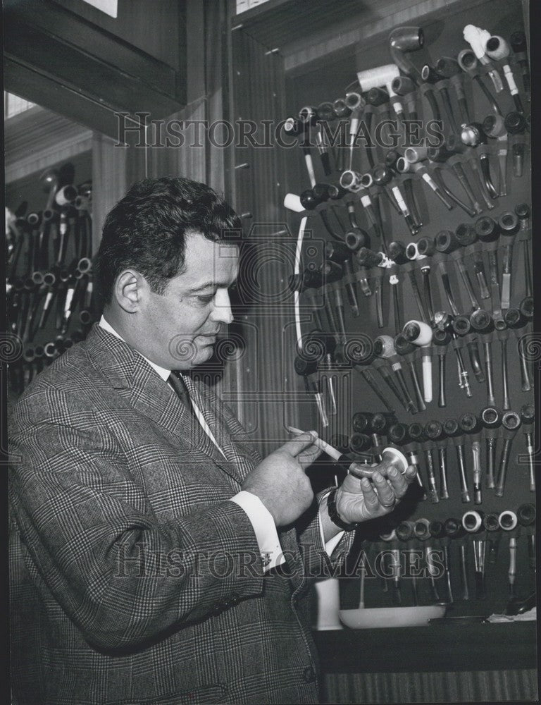 1968, Pierre Sabbagh with his Collection of Pipes - Historic Images