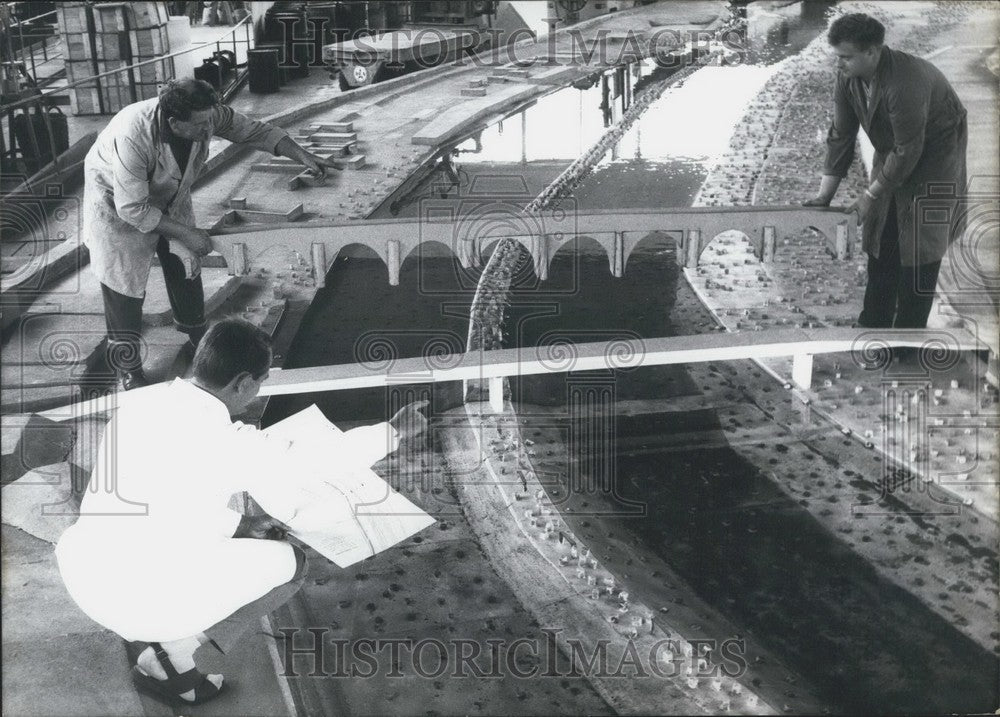 1967, Water Engineers Built Model Bridges for Prep. Darmstaedt. - Historic Images