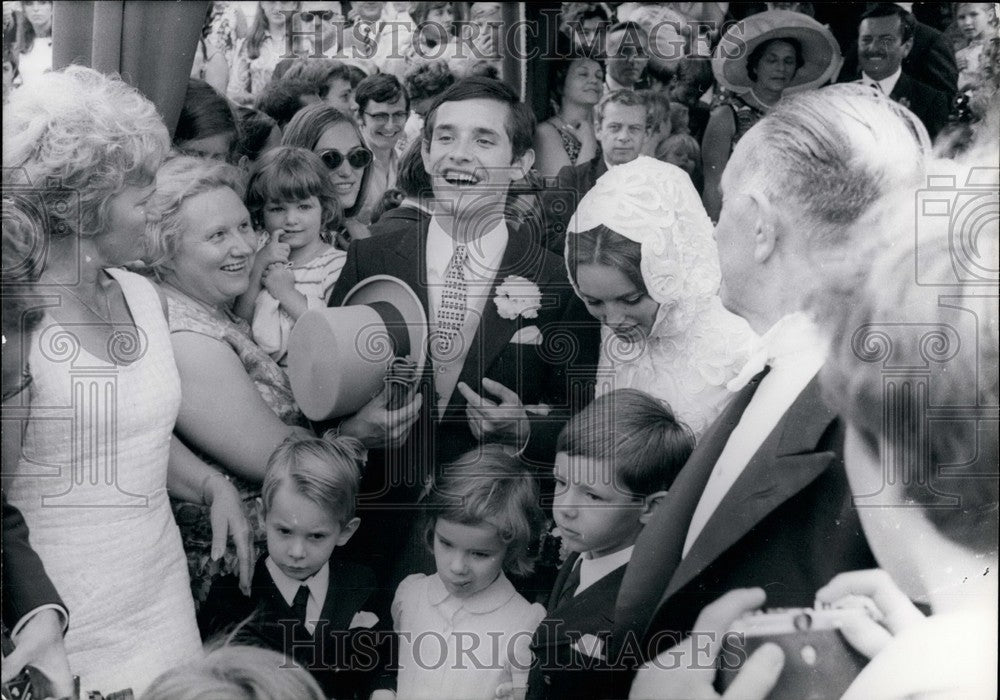 1970 Newlyweds Jacky Ickx &amp; Catherine Blaton Leave Church - Historic Images