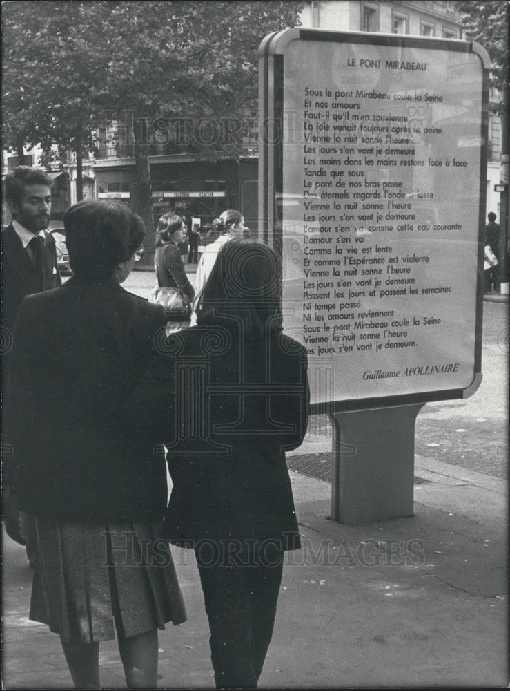 1977, Poetry of Ronsard, Aragon, Verlaine Posted on Victor-Hugo Ave - Historic Images