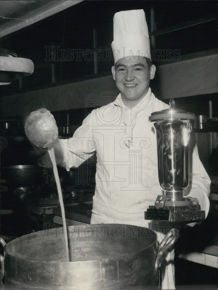 1966, Mr. Legay Wins Culinary Grand Prix & Displays Trophy - Historic Images