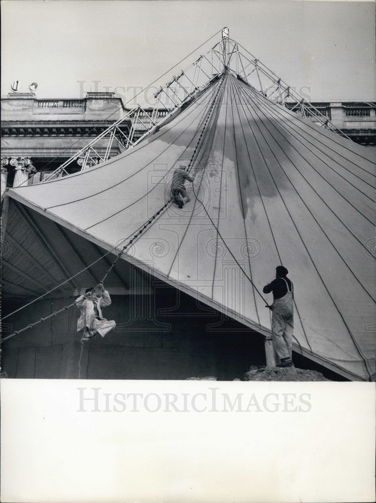 1960, Workers Work on Grand Palais Exterior in Paris - Historic Images