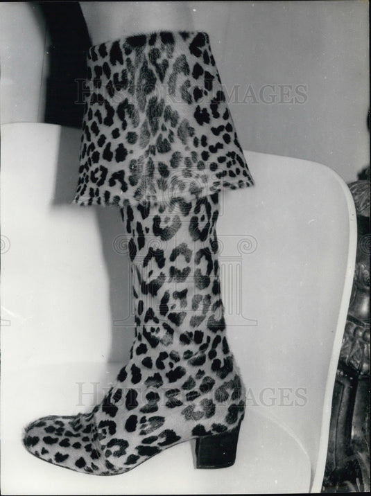 1970, Andrea Pfister Leopard Skin Boots Large Flap - Historic Images