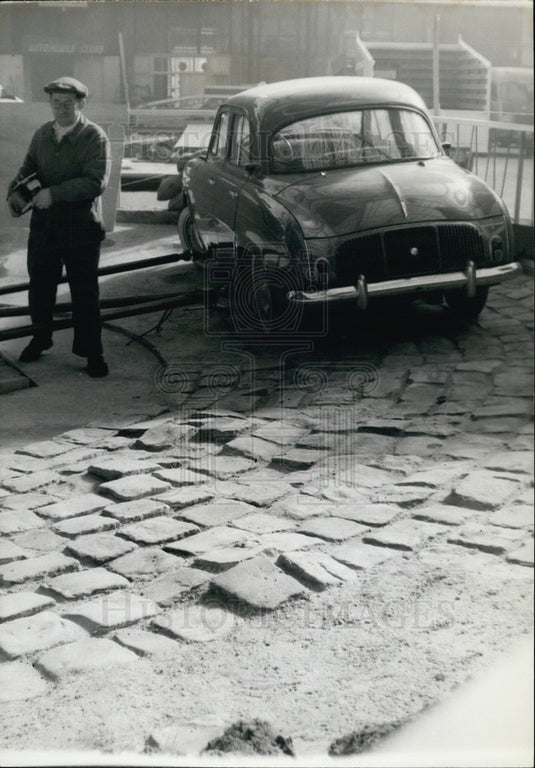 1959 Press Photo Renault Parked an Old Track-Historic Images