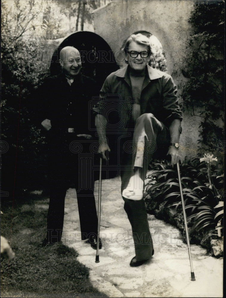 1971 Press Photo of Actor Jean Marais, Still Smiling with his Foot in a Cast-Historic Images